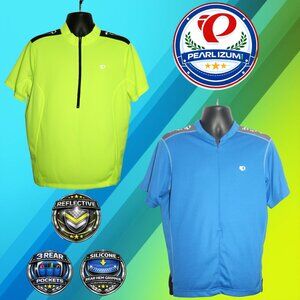 Lot 2 Pearl Izumi XL Jerseys Quest 11121203 Blue Hi-Vis 1/4 1/2 Zip Pockets
